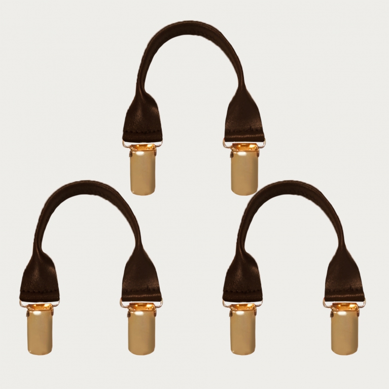 Conectores de cuero con clips dorados, 3 uds., marrón oscuro