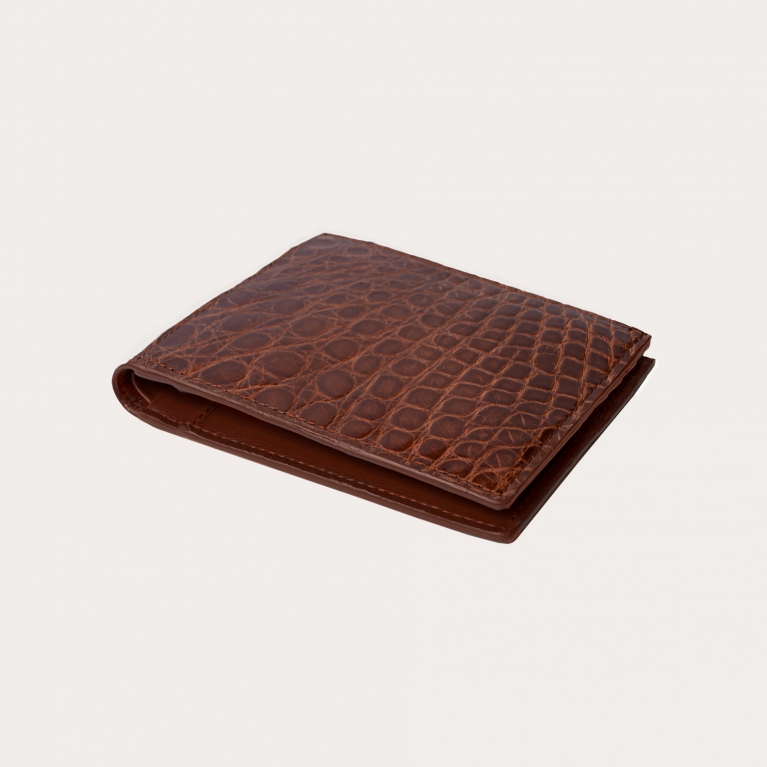 Cartera de hombre en cocodrilo auténtico, marrón madera