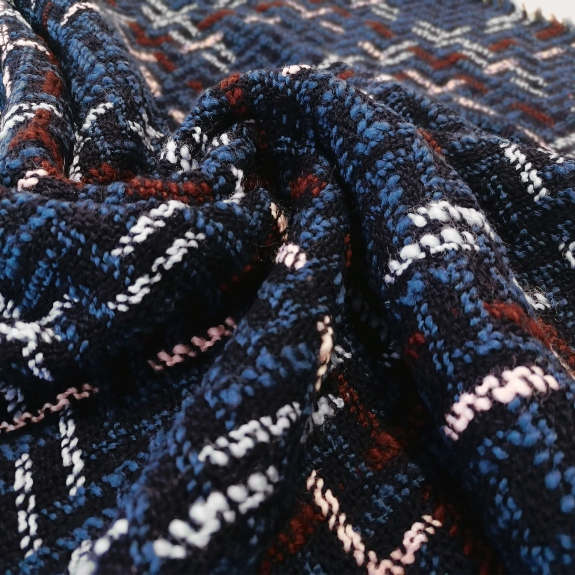 Écharpe chaude en laine à motif tartan tissé, bleu