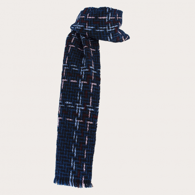 Warmer Wollschal mit Tartan Webmuster, blau