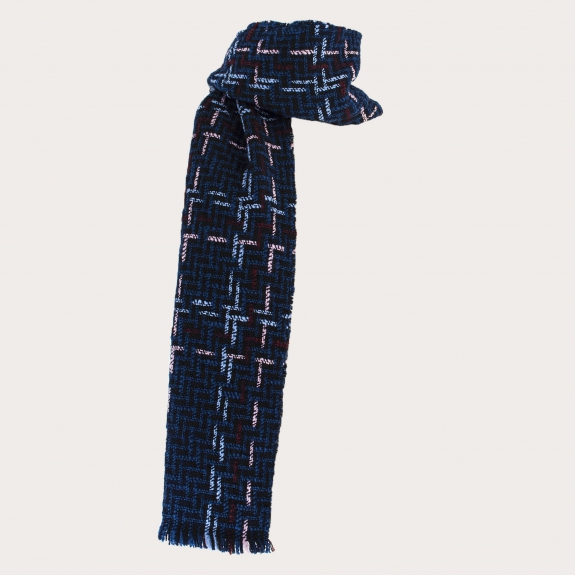 Warmer Wollschal mit Tartan Webmuster, blau