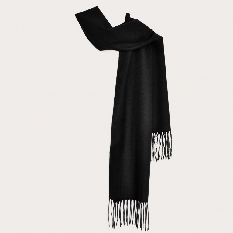 Bufanda cálida de cachemira con flecos, negro