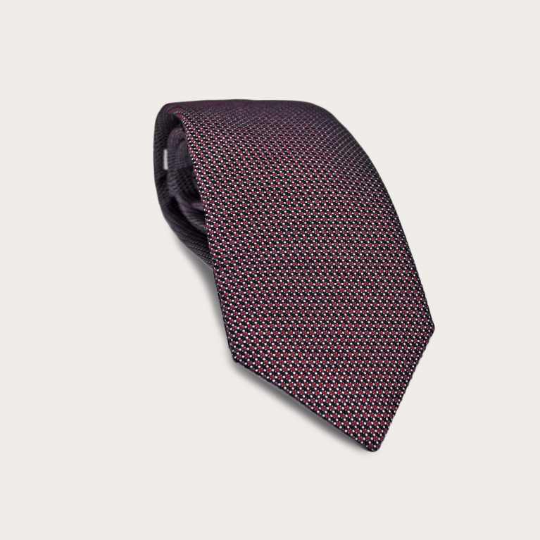 Corbata de seda jacquard, alfiletero rojo