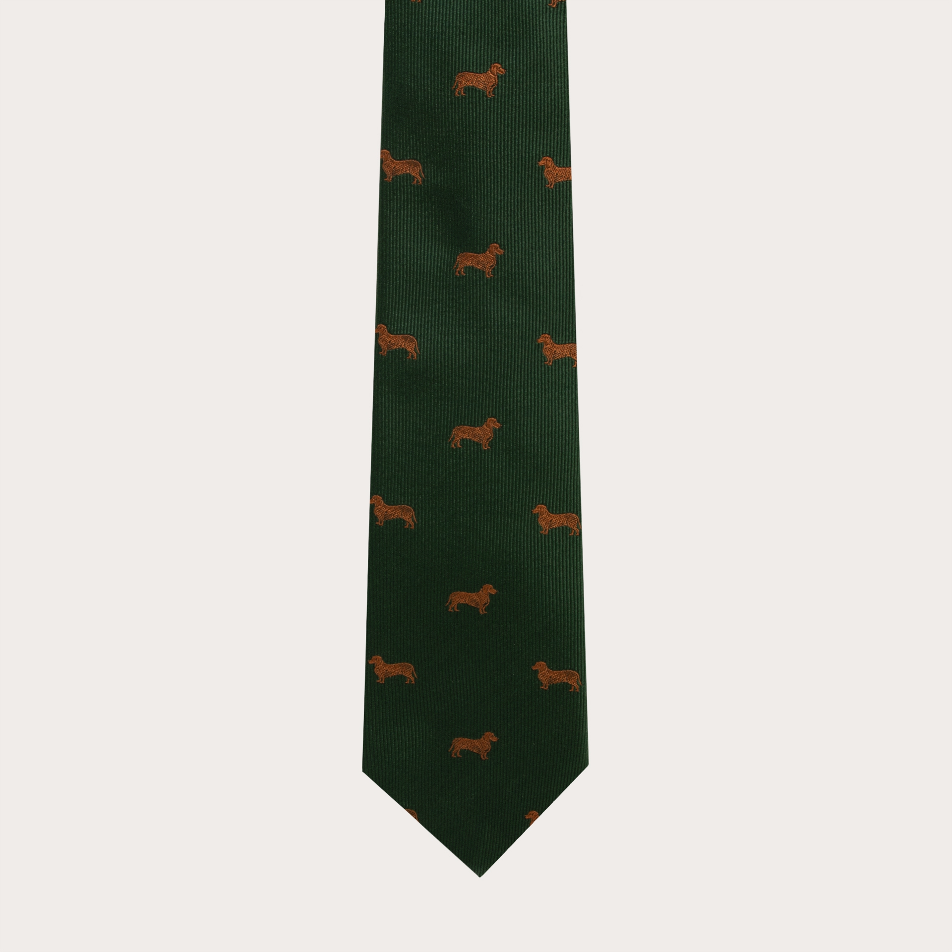 Corbata de seda jacquard, estampado de perros dachshund verde