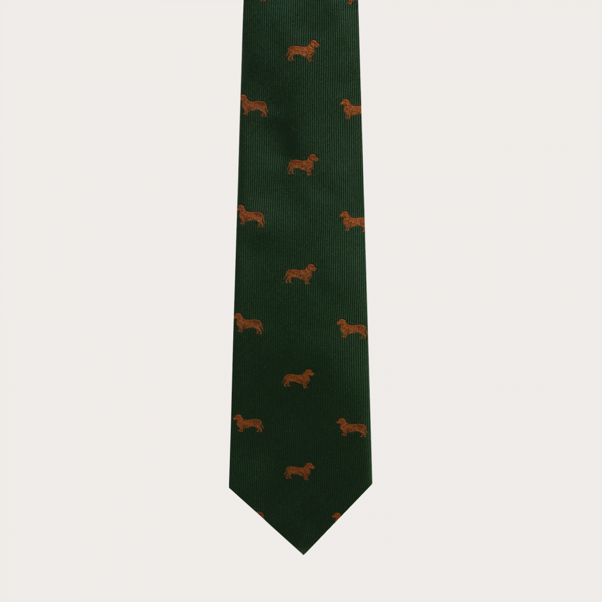 Corbata de seda jacquard, estampado de perros dachshund verde