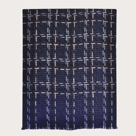 Écharpe chaude en laine à motif tartan tissé, bleu