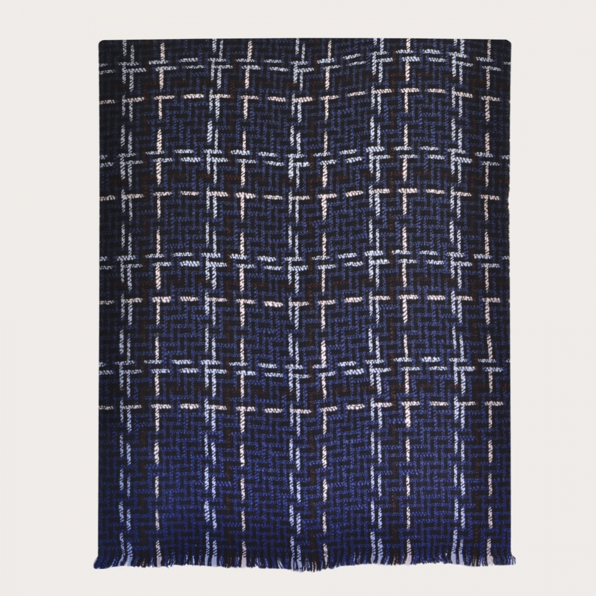 Warmer Wollschal mit Tartan Webmuster, blau