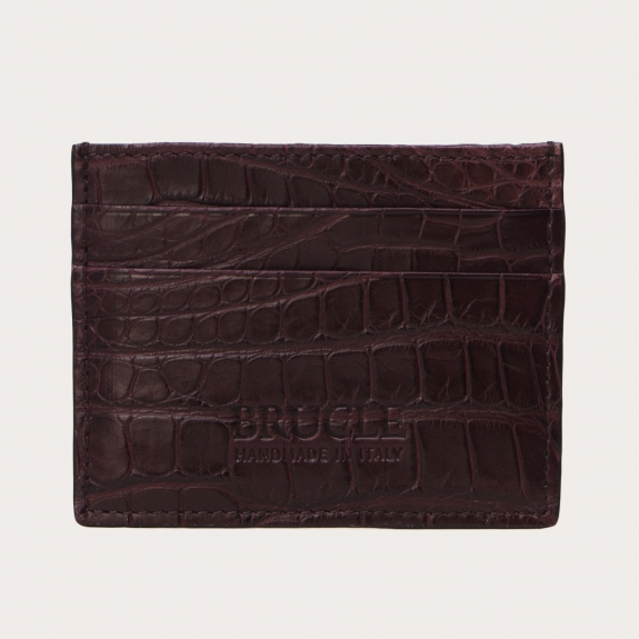 Brucle Custodia luxury bordeaux Porta carte di credito alligatore