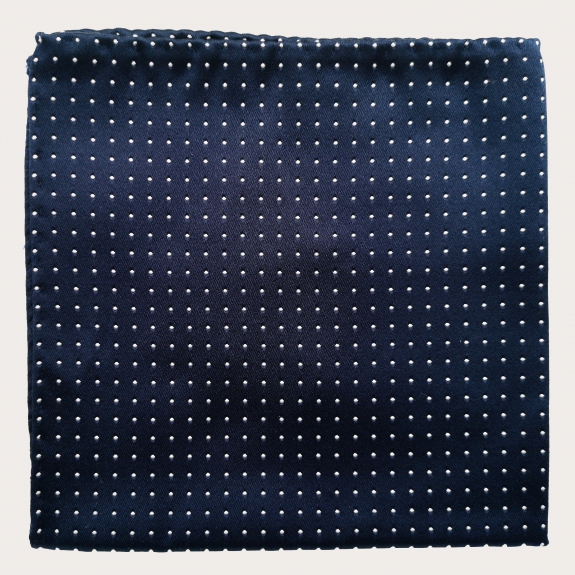 Pochette costume bleu navy à pois