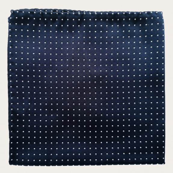 Pochette costume bleu navy à pois