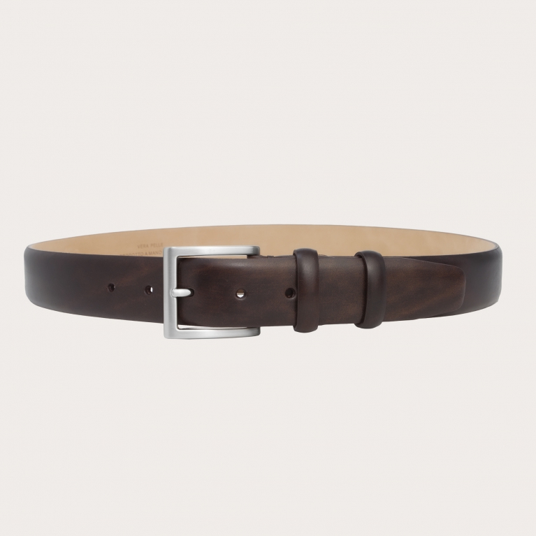 Ceinture en cuir tamponné marron foncé