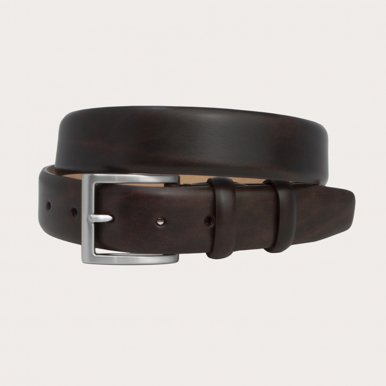 Ceinture en cuir tamponné marron foncé