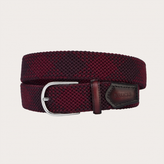 Oxblood Red Belt Red and Grey Belt Leather and Elastic Belt 