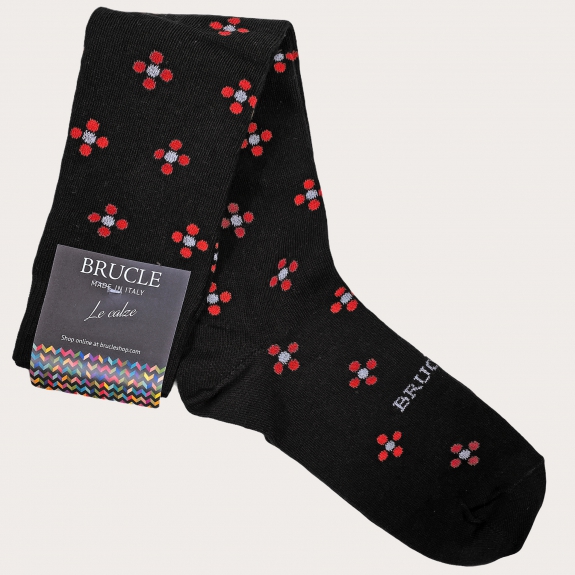 Chaussettes d'hiver noire fleurs fantaisie homme