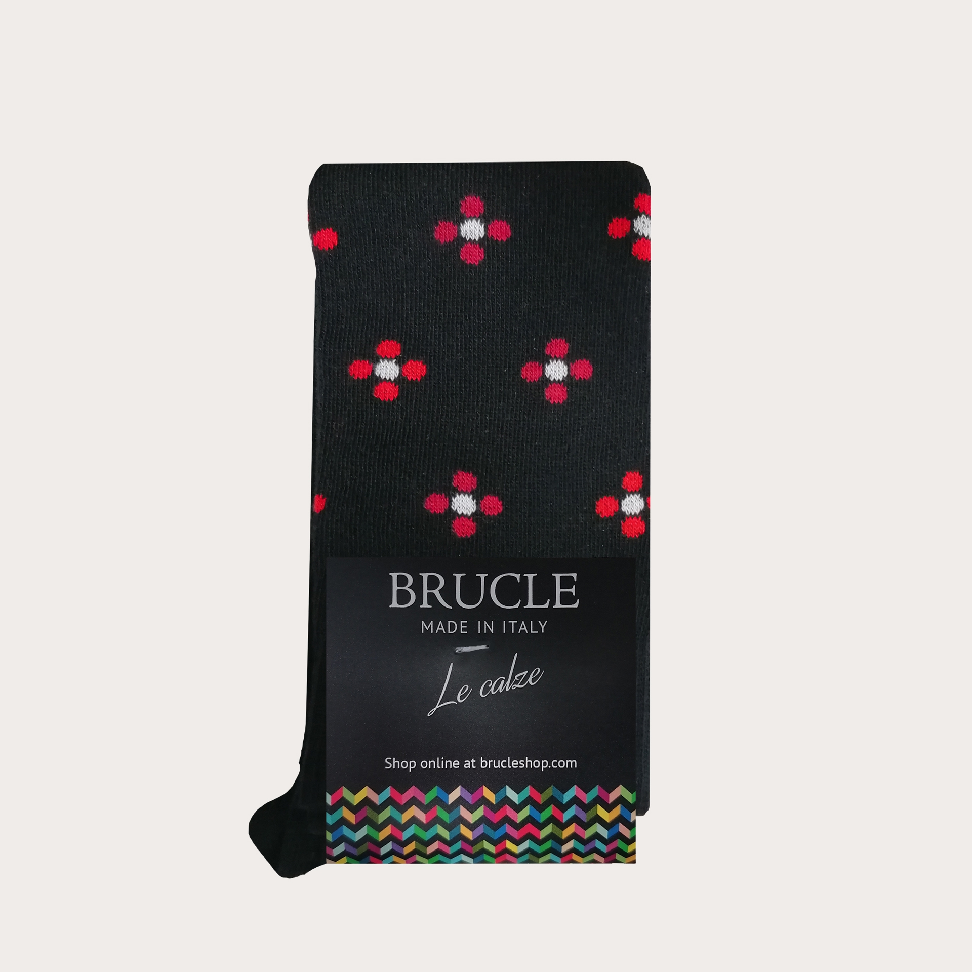 Chaussettes d'hiver noire fleurs fantaisie homme