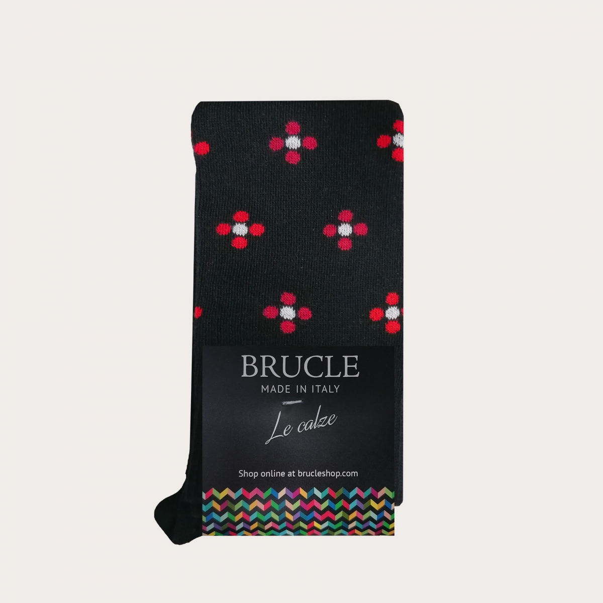 Chaussettes d'hiver noire fleurs fantaisie homme