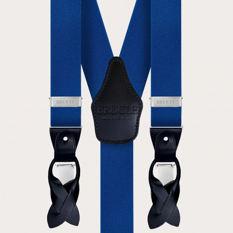 Y-shaped elastic royal blue suspenders