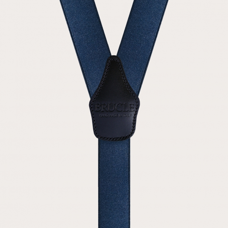 Bretelle raso elastico blu con clip oro