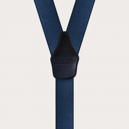 Bretelles larges bleu poli avec clips or