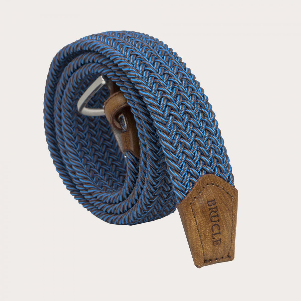 BRUCLE Ceinture élastique tressée sans nickel, bleu et marron chiné