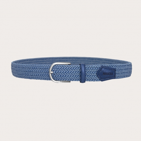 BRUCLE Ceinture élastique tressée sans nickel, bleu marine et bleu clair chiné