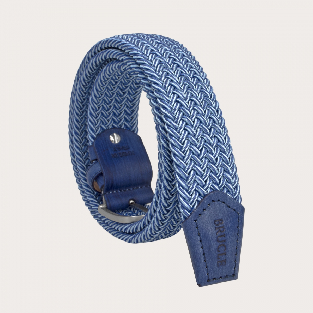 BRUCLE Cintura intrecciata elasticizzata melange nickel free, blu navy e azzurro