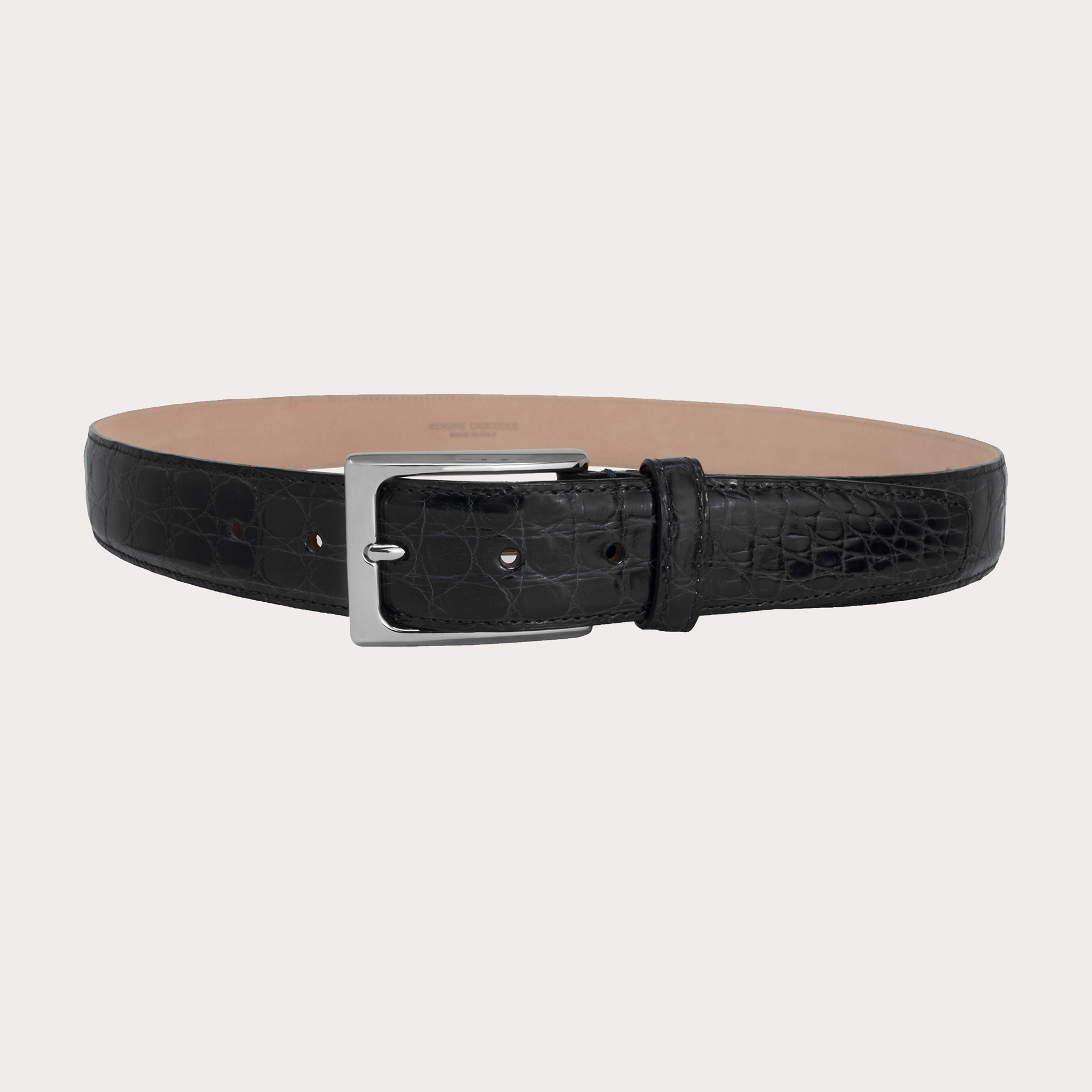 Customizable black crocodile belt