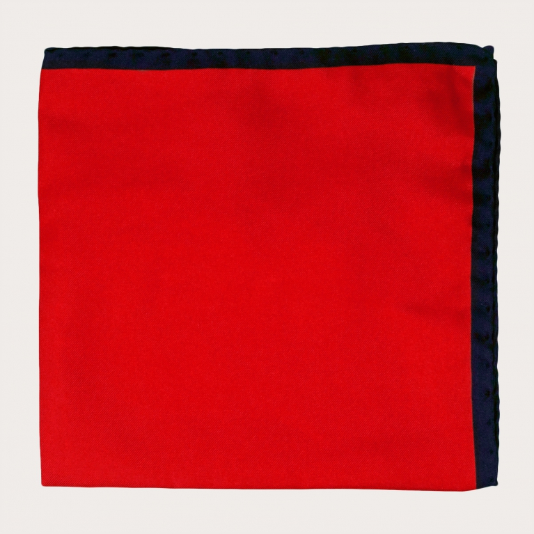 Mouchoir de poche en lin blanc à bords rouges