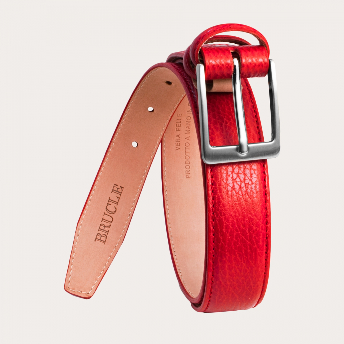 Roter Ledergürtel von Brucle: Stil italienischer Mut und