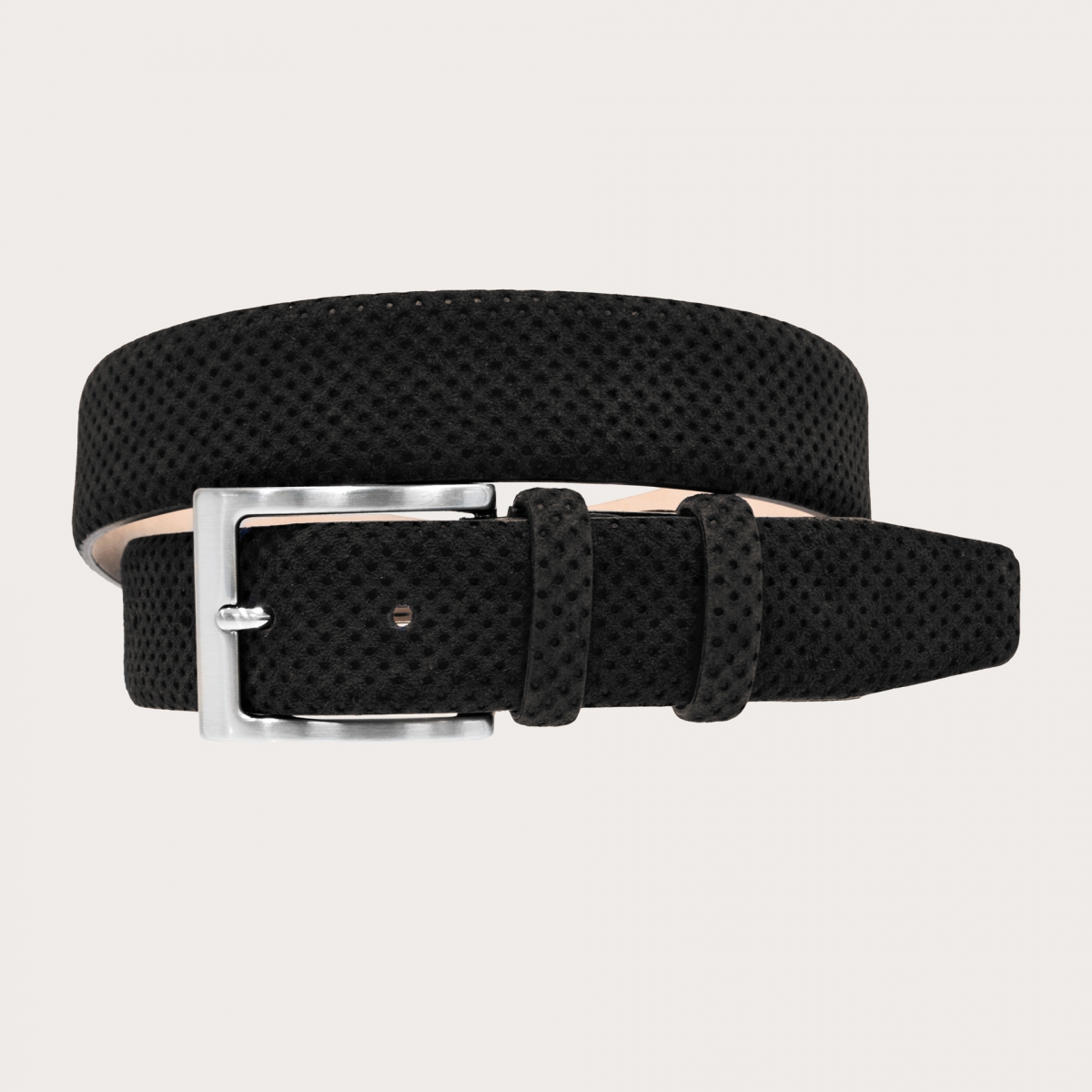 Perforated Black Suede Belt  Handcrafted Elegance Made in Italy