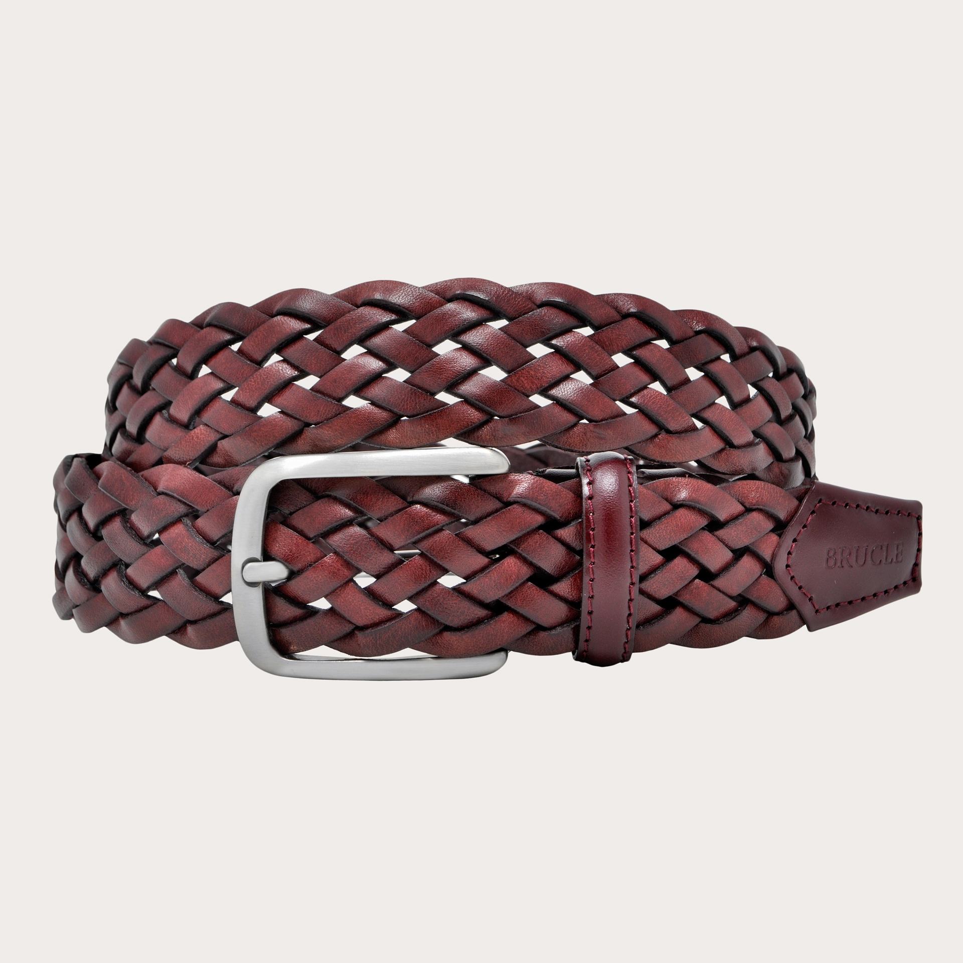 cordovan braided leather belt