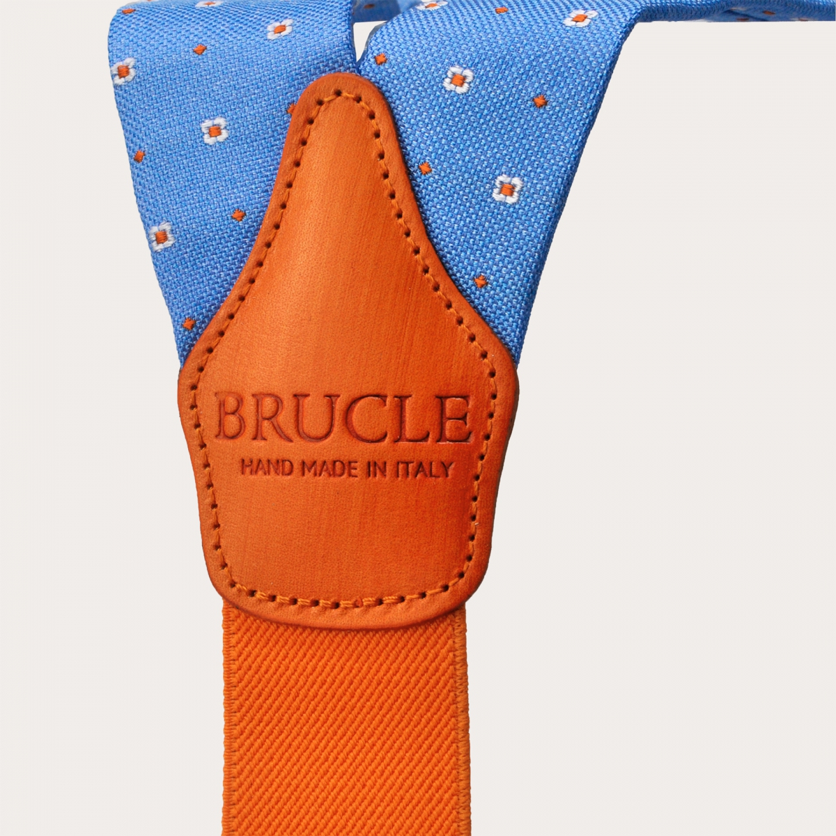 BRUCLE Tirantes en forma de Y en seda jacquard, azul con flores