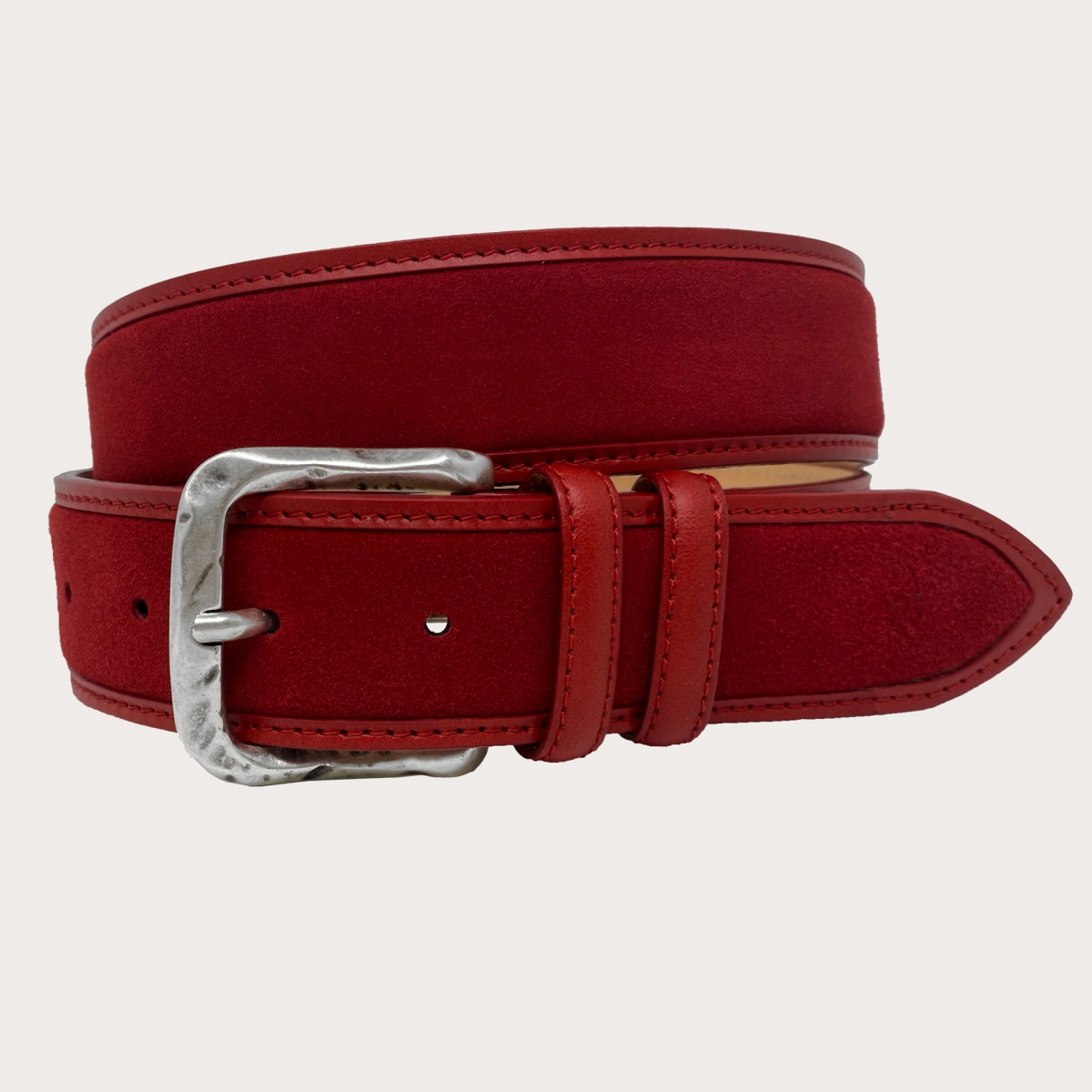Men Belt Leather Strap For Louis Vuitton Buckle Genuine Calfskin Black Red  Edges