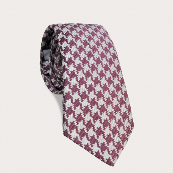 Brucle silk tie pink pied de poule