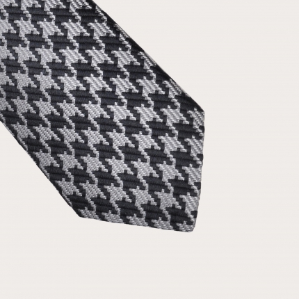 Silk necktie, black pied de poule