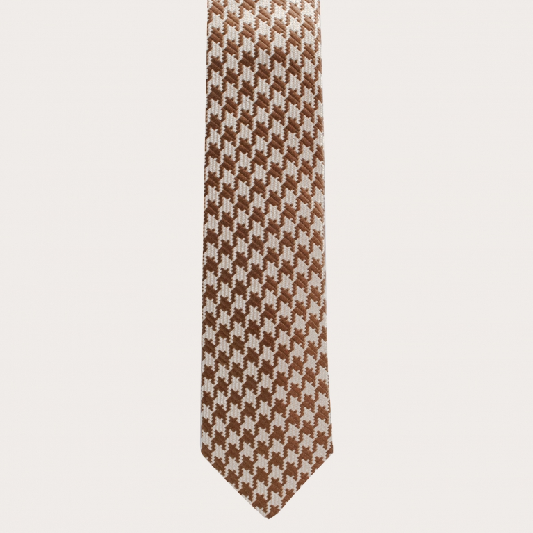 Corbata seda beige pata de gallo