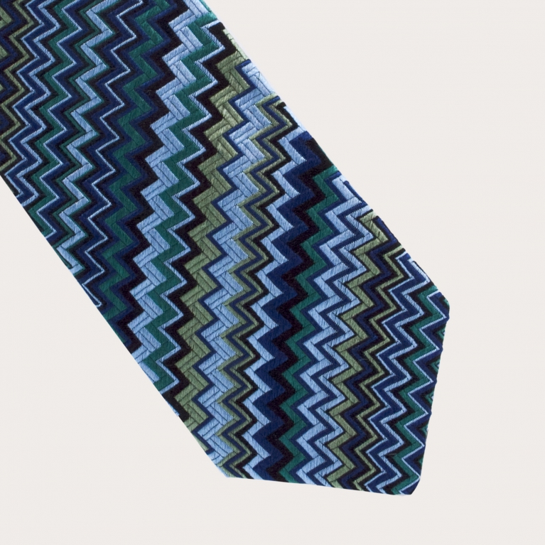 Silk necktie, blue waves