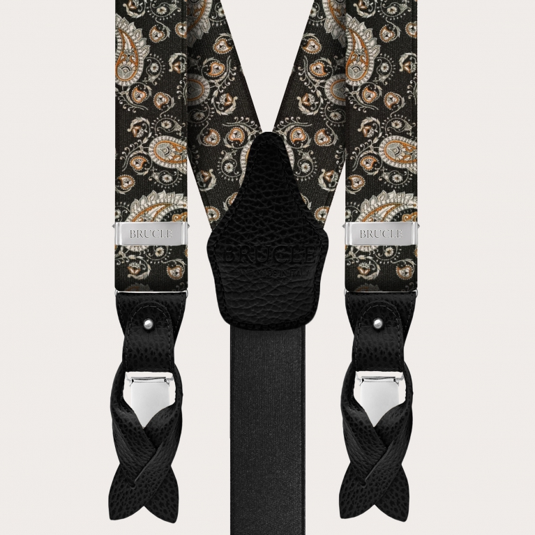 Tirantes de ceremonia con elegante estampado paisley, negro