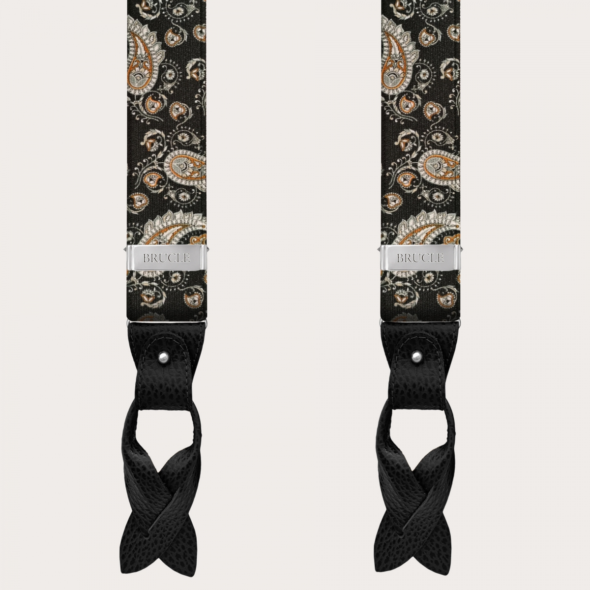 BRUCLE Tirantes de ceremonia con elegante estampado paisley, negro