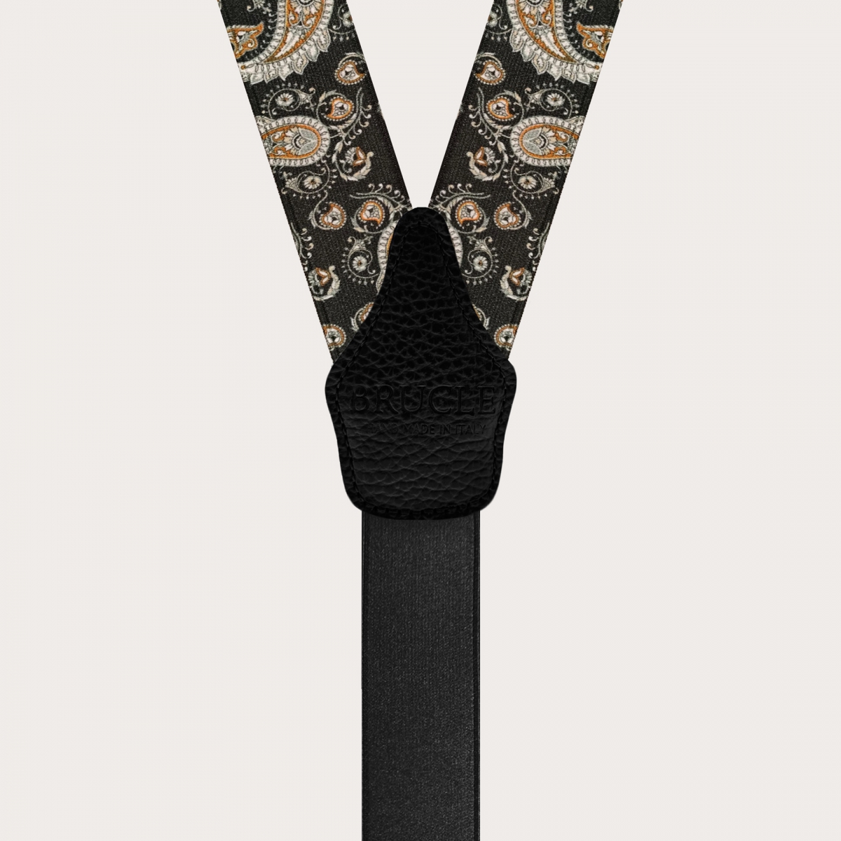 BRUCLE Tirantes de ceremonia con elegante estampado paisley, negro