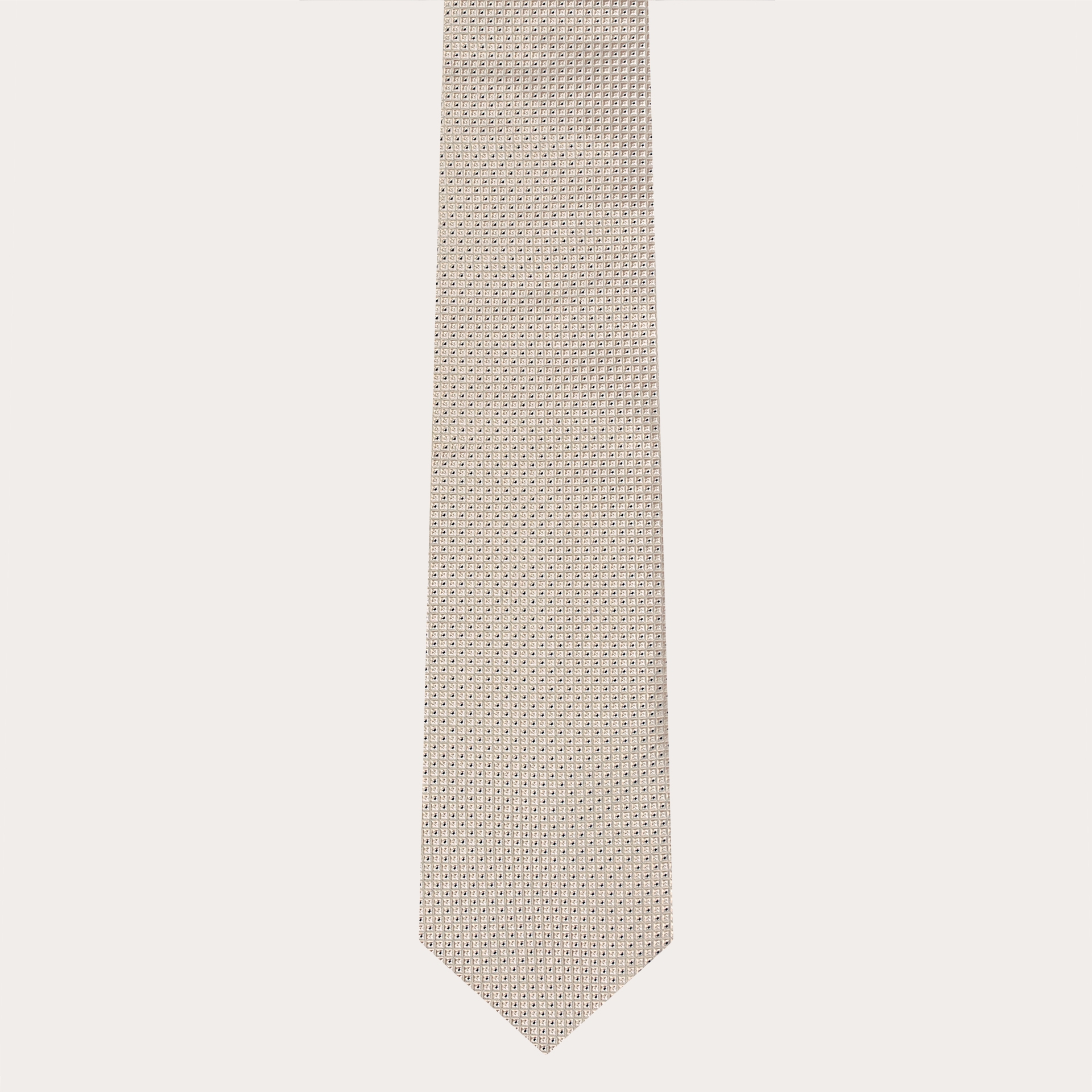 Jacquard silk tie, white ivory with blue micro pattern