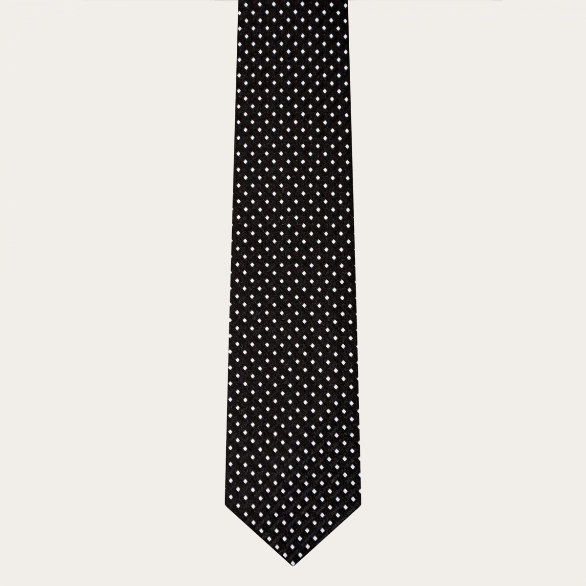 BRUCLE Set da cerimonia cravatta e pochette, nero con motivo geometrico puntaspillo