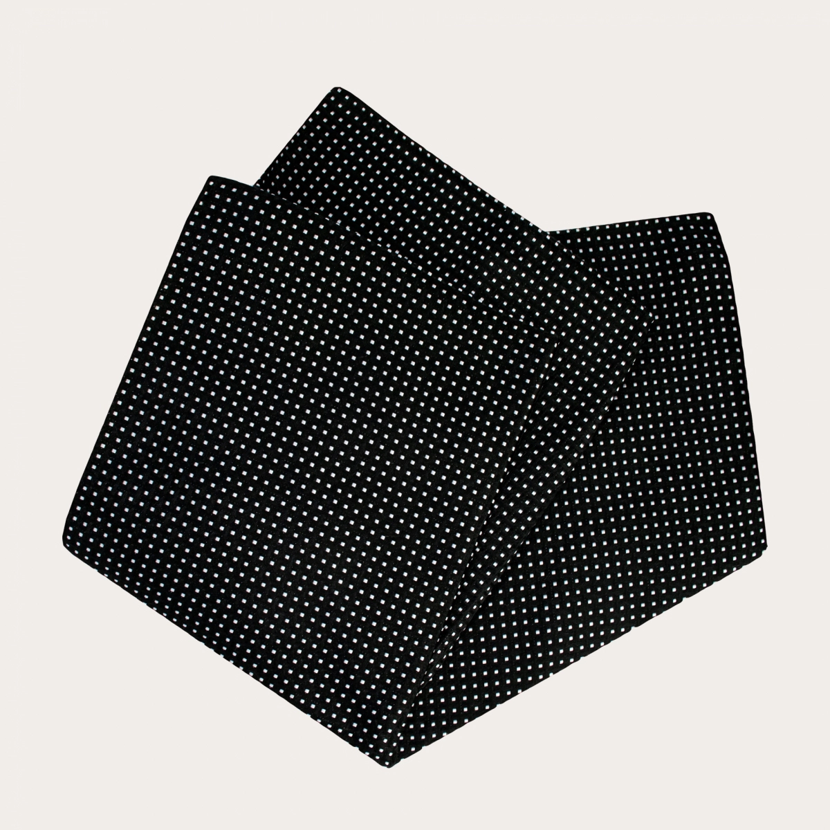 BRUCLE Set da cerimonia cravatta e pochette, nero con motivo geometrico puntaspillo