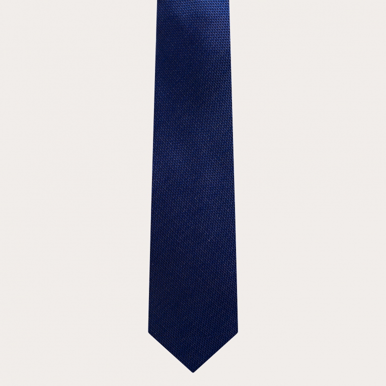 Corbata para hombre en jacquard de seda azul jaspeado