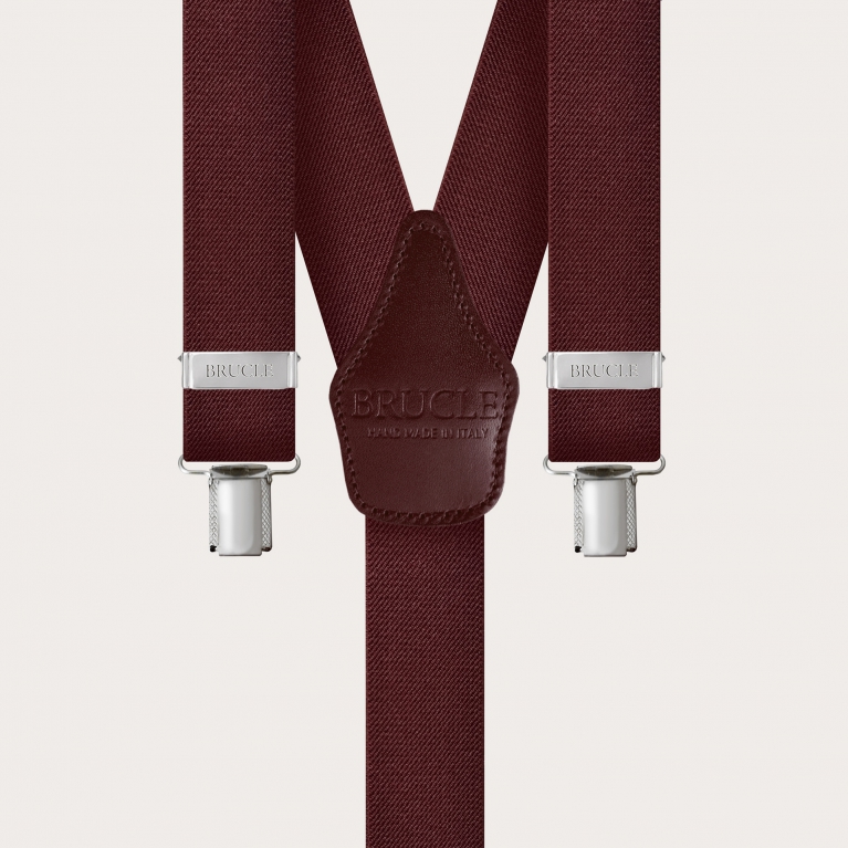 Unisex Y-shaped suspenders, burgundy