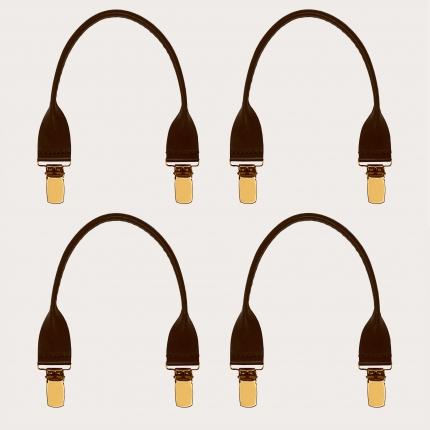 Conectores de cuero con clips dorados, 4 uds., marrón oscuro