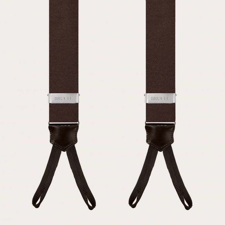 Formal Y-shape suspenders with braid runners, dark brown