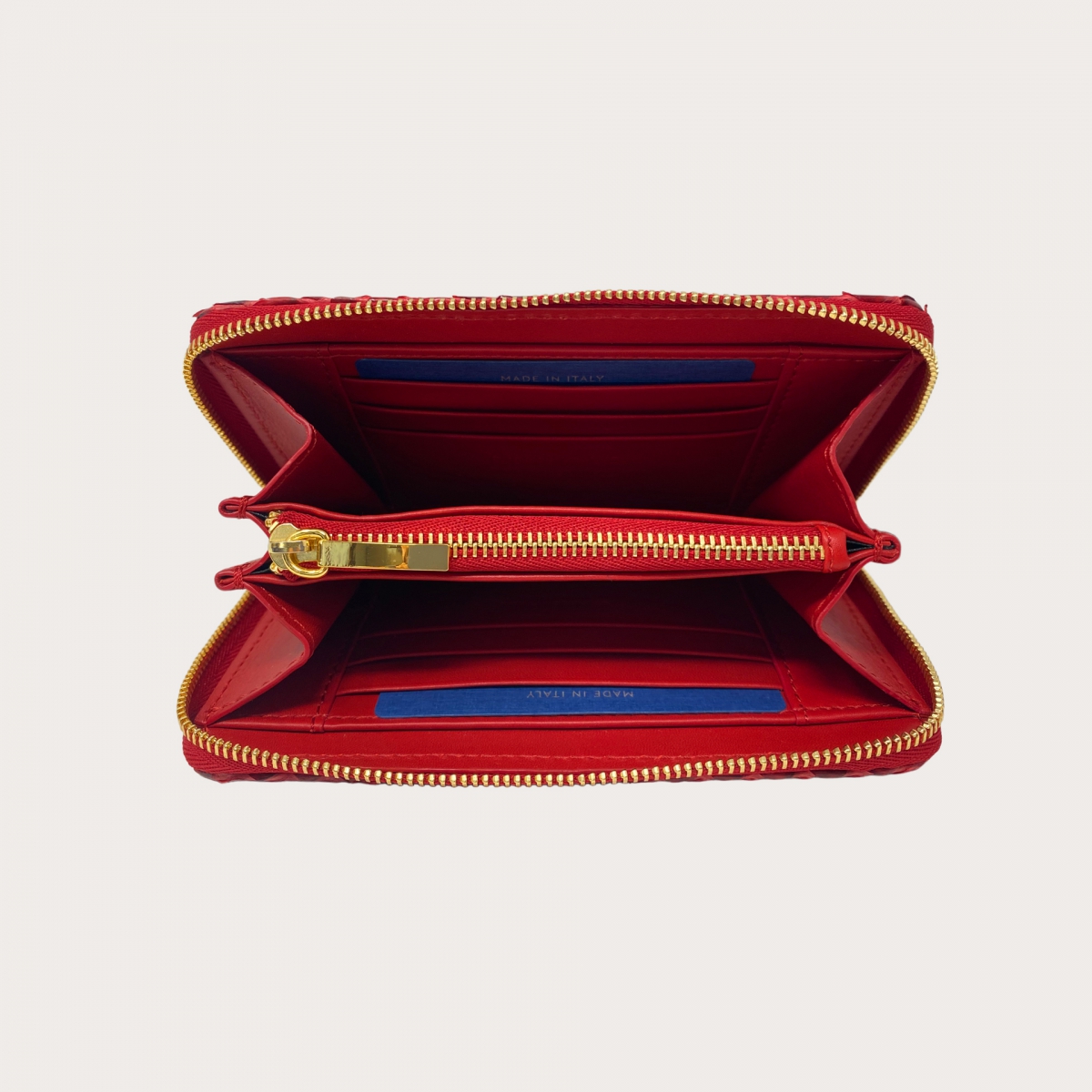 Prada Red Saffiano Leather Zippy Coin Purse Wallet