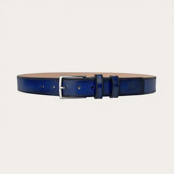 Cinturón elegante azul de piel pulida a mano
