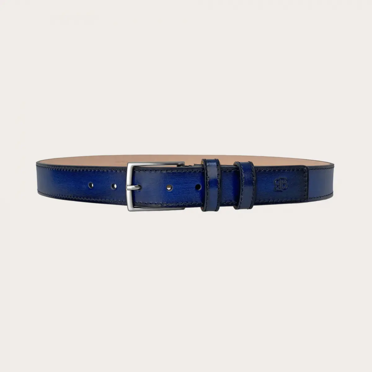Cinturón elegante azul de piel pulida a mano